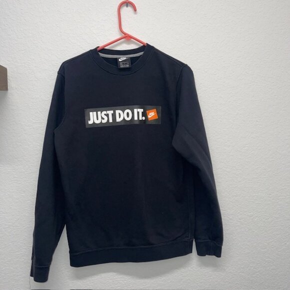 Vintage Nike Just Do It Graphic Pullover Crewneck Sweatshirt Men’s S Black Logo - Picture 1 of 6